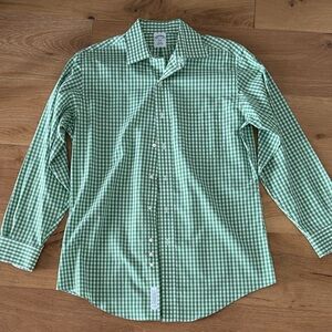 Brooks Brothers Green Checkered Men's Shirt
